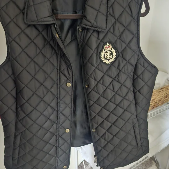 Lauren Ralph Lauren Black Quilted Crest Puffer Vest - Picture 1 of 3